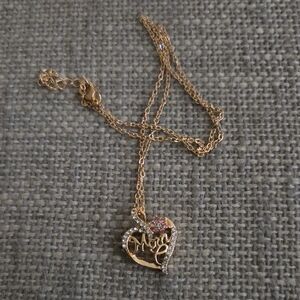 Gold Heart Mom Pendant Necklace